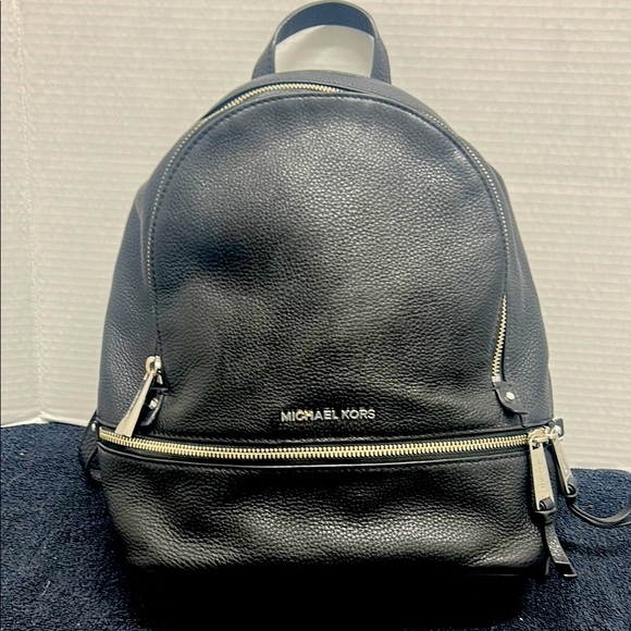 Michael Kors Black Leather Backpack - Picture 1 of 8